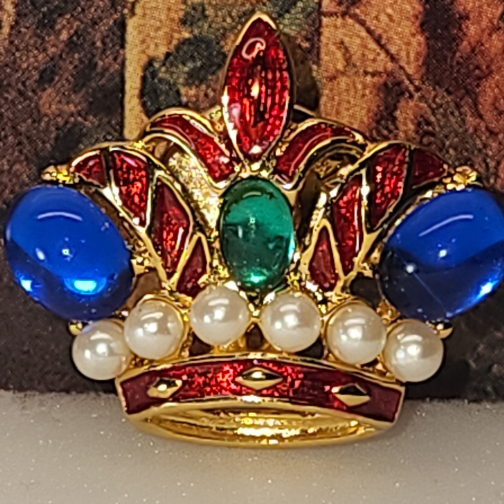 1621 Vintage Trifari Royal Crown Jelly Belly Pearls Brooch Pin 285$